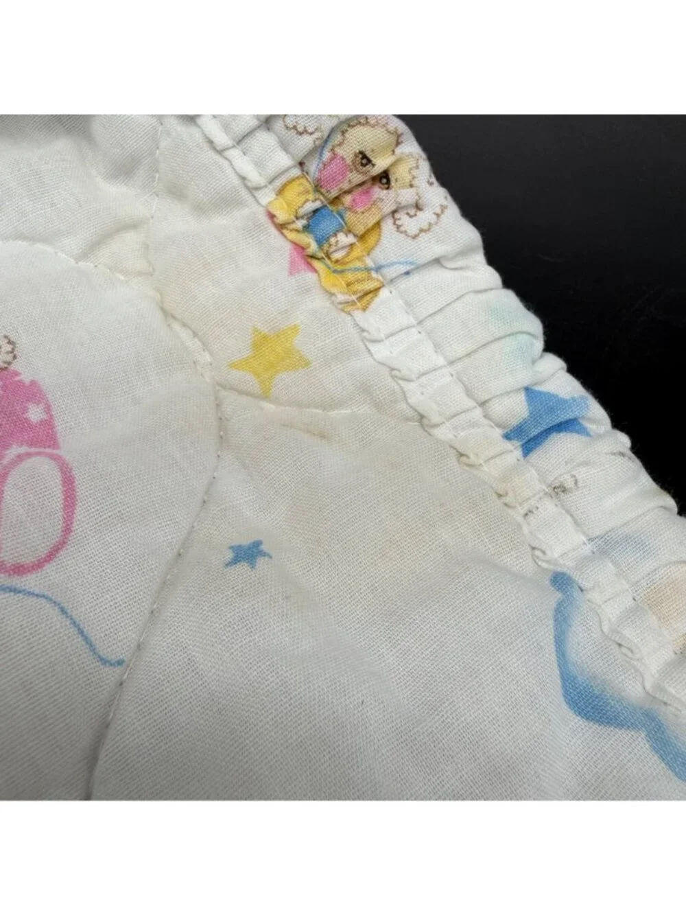 Vintage Baby Blanket Sleepy Teddy Bear 90s Quilted Pastel Bedding Brushcreek USA